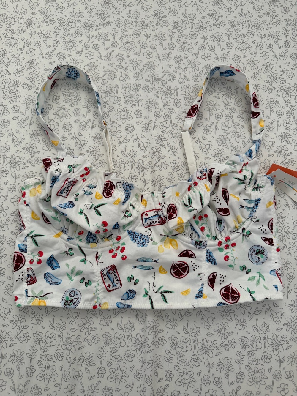 Old Navy White Fruit-Print Ruffle Camisole Top
